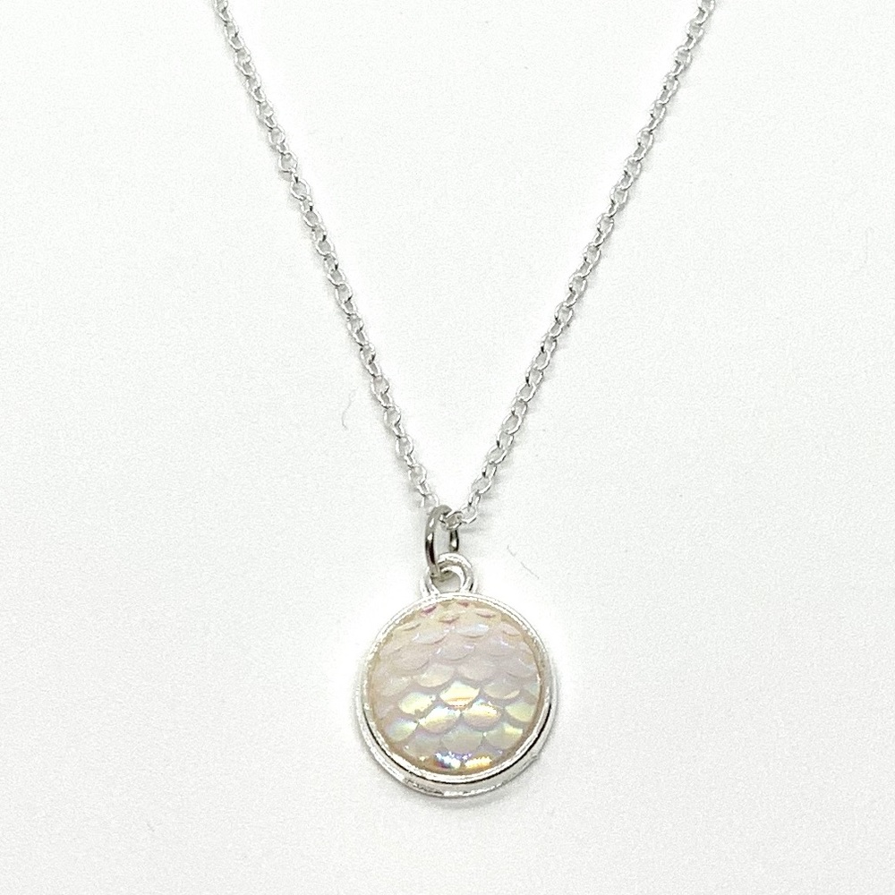 925 White Mermaid Scale Pendant Necklace